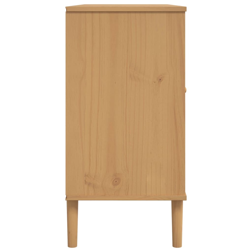 Credenza SENJA Aspetto Rattan 112x40x80 cm Legno Massello Pino