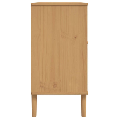 Credenza SENJA Aspetto Rattan 112x40x80 cm Legno Massello Pino