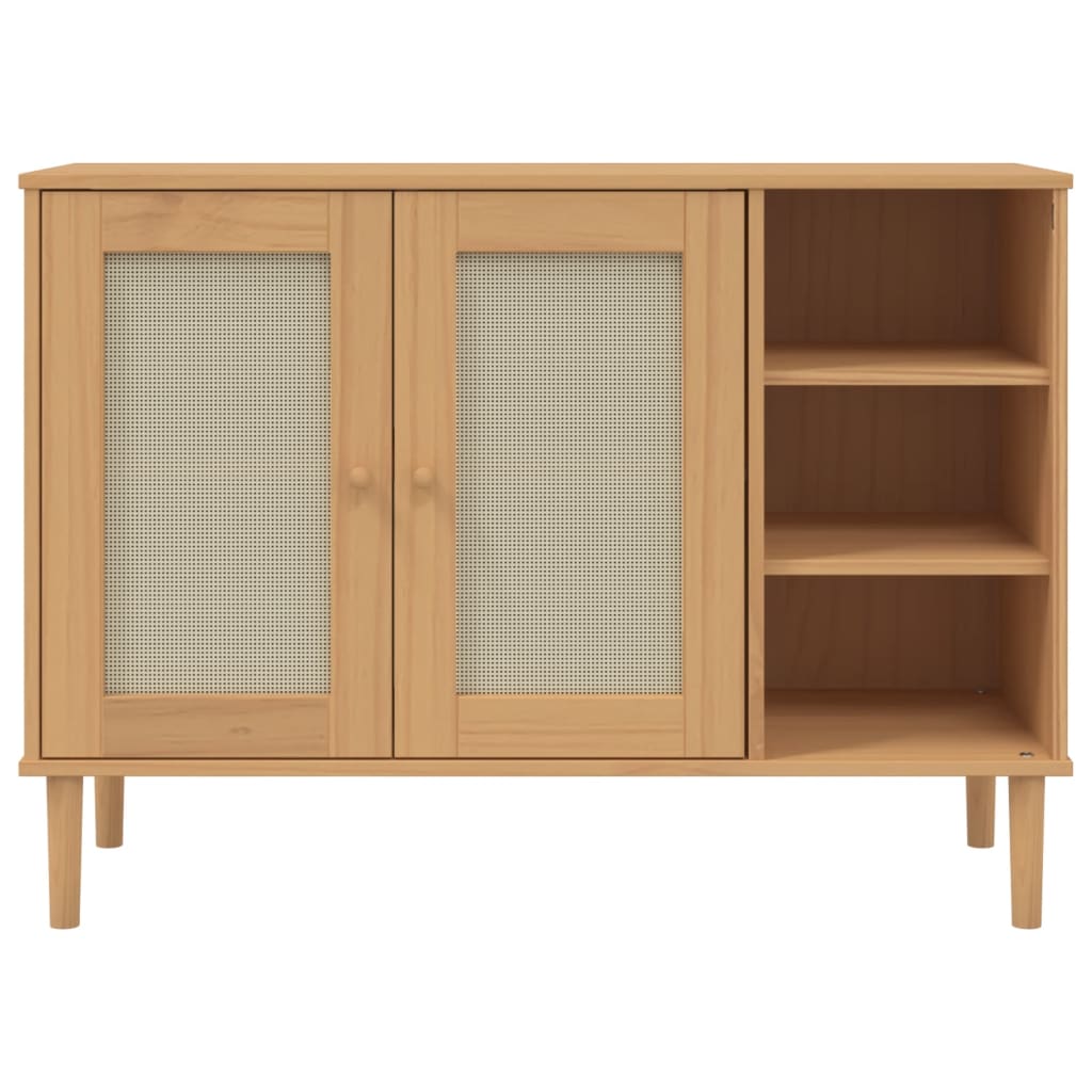 Credenza SENJA Aspetto Rattan 112x40x80 cm Legno Massello Pino - homemem39