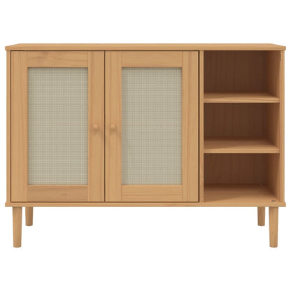 Credenza SENJA Aspetto Rattan 112x40x80 cm Legno Massello Pino - homemem39