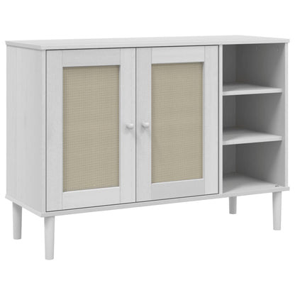 Credenza SENJA Aspetto Rattan Bianco 112x40x80 cm Massello Pino - homemem39