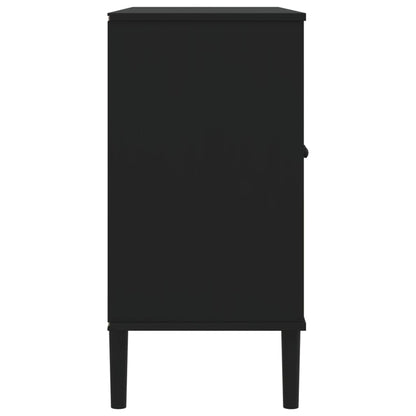 Credenza SENJA Aspetto Rattan Nero 112x40x80 cm Massello Pino | homemem39