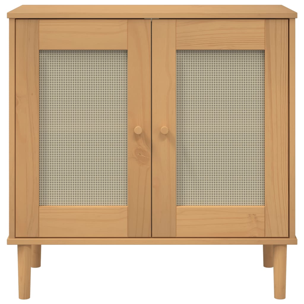 Credenza SENJA Aspetto Rattan Marrone 80x35x80 cm Massello Pino | homemem39
