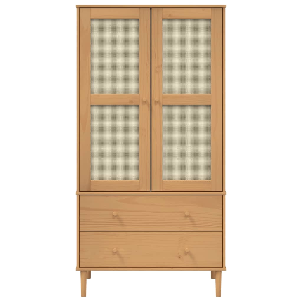 Armadio SENJA Aspetto Rattan Marrone 90x55x175 cm Massello Pino | homemem39