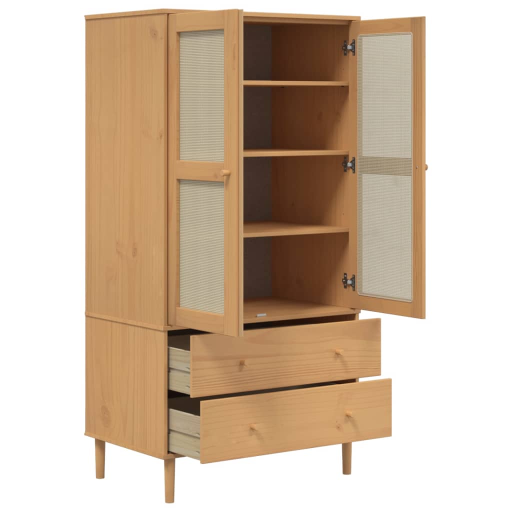 Armadio SENJA Aspetto Rattan Marrone 90x55x175 cm Massello Pino | homemem39