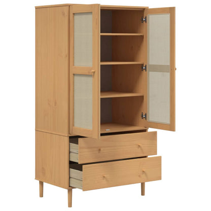 Armadio SENJA Aspetto Rattan Marrone 90x55x175 cm Massello Pino | homemem39
