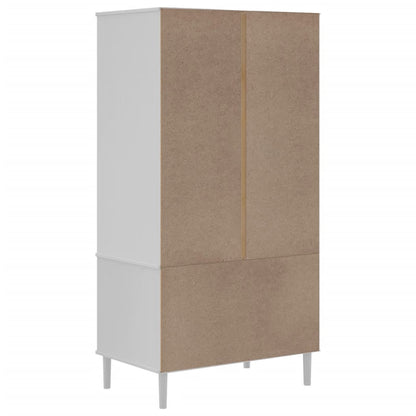 Armadio SENJA Aspetto Rattan Bianco 90x55x175 cm Massello Pino