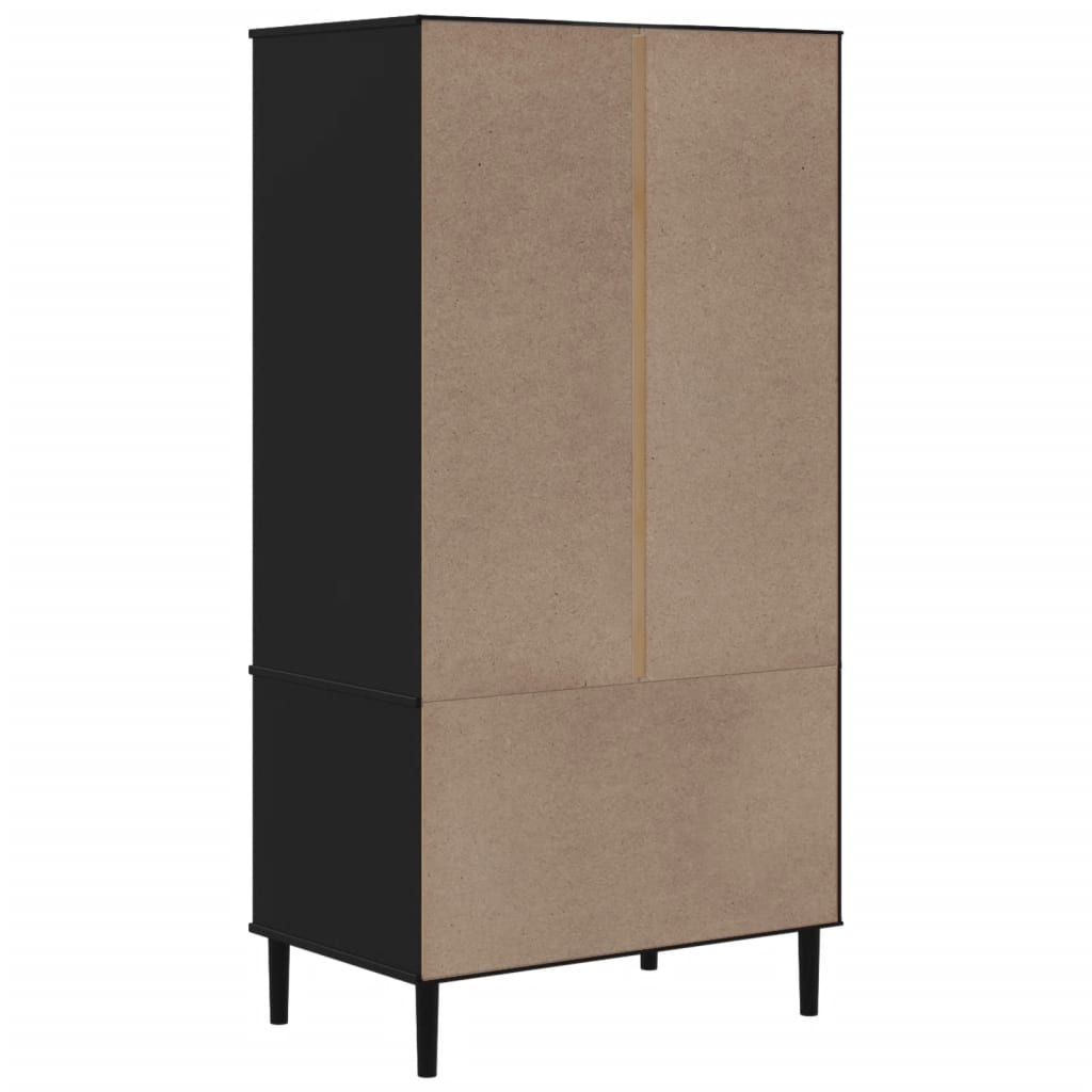 Armadio SENJA Aspetto Rattan Nero 90x55x175 cm Massello Pino | homemem39