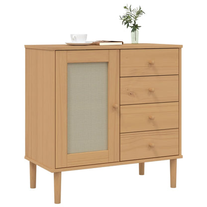 Credenza SENJA Aspetto Rattan Marrone 80x40x80 cm Massello Pino - homemem39
