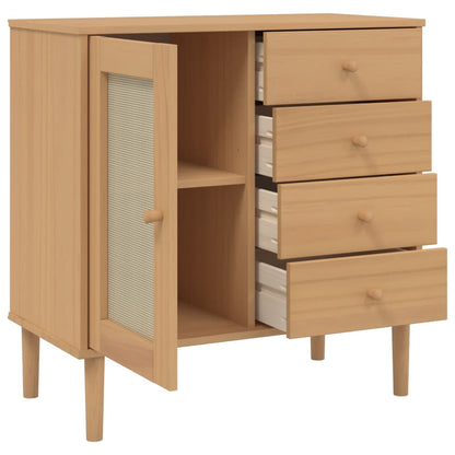 Credenza SENJA Aspetto Rattan Marrone 80x40x80 cm Massello Pino - homemem39