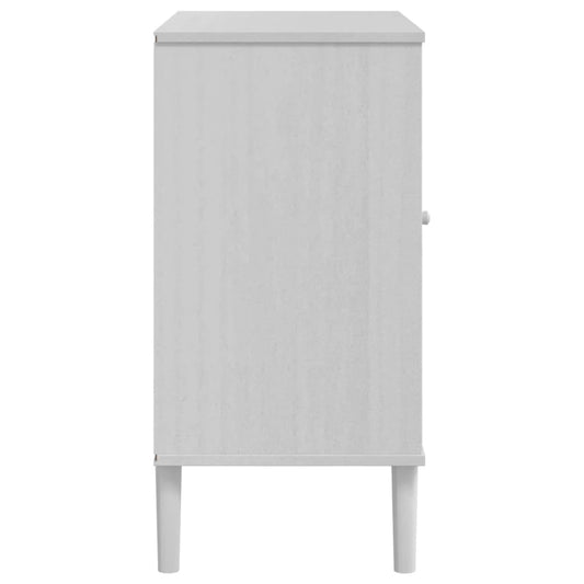Credenza SENJA Aspetto Rattan Bianco 80x40x80 cm Massello Pino