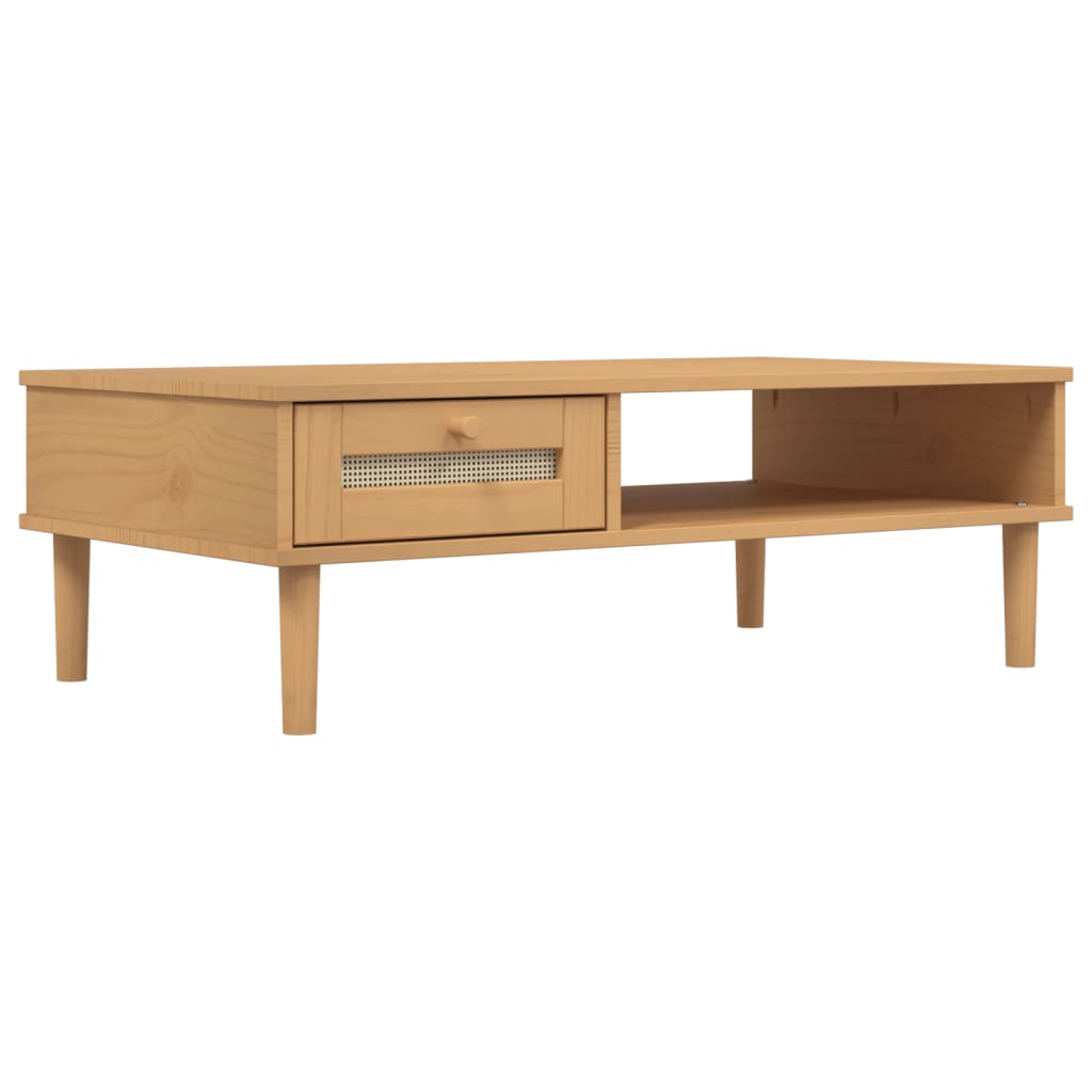 Tavolino SENJA Aspetto Rattan Marrone 100x55x33 Legno Massello | homemem39