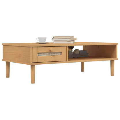 Tavolino SENJA Aspetto Rattan Marrone 100x55x33 Legno Massello