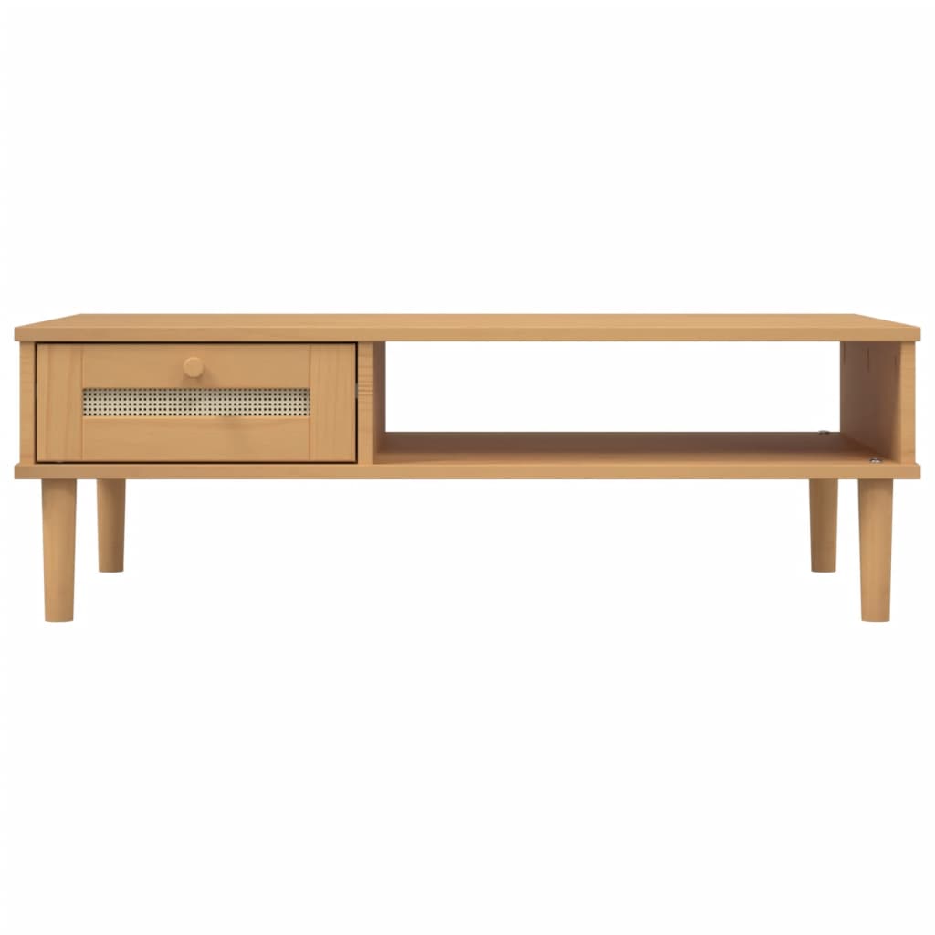 Tavolino SENJA Aspetto Rattan Marrone 100x55x33 Legno Massello