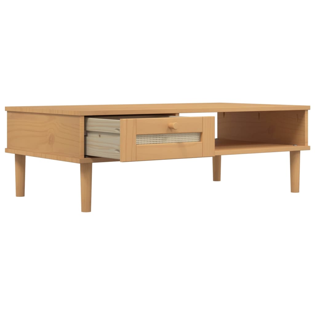 Tavolino SENJA Aspetto Rattan Marrone 100x55x33 Legno Massello | homemem39