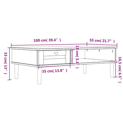 Tavolino SENJA Aspetto Rattan Marrone 100x55x33 Legno Massello