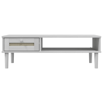 Tavolino SENJA Aspetto Rattan Bianco 100x55x33cm Legno Massello | homemem39