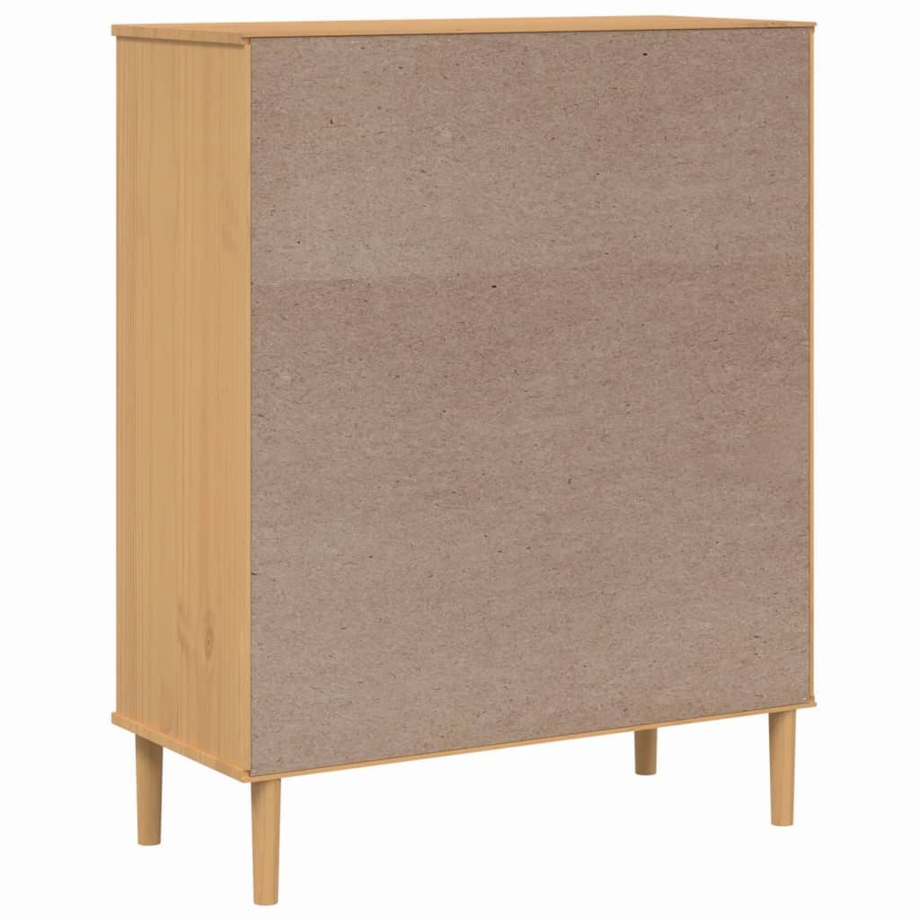 Credenza SENJA Aspetto Rattan Marrone 90x40x112cm Massello Pino