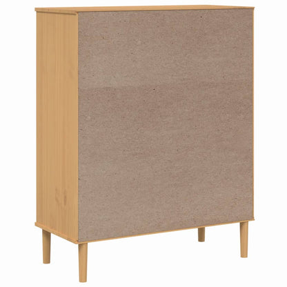 Credenza SENJA Aspetto Rattan Marrone 90x40x112cm Massello Pino