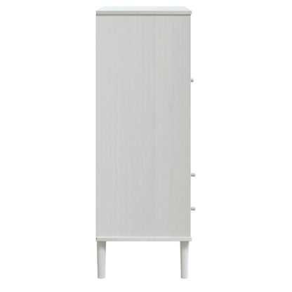 Credenza SENJA Aspetto Rattan Bianco 90x40x112cm Massello Pino
