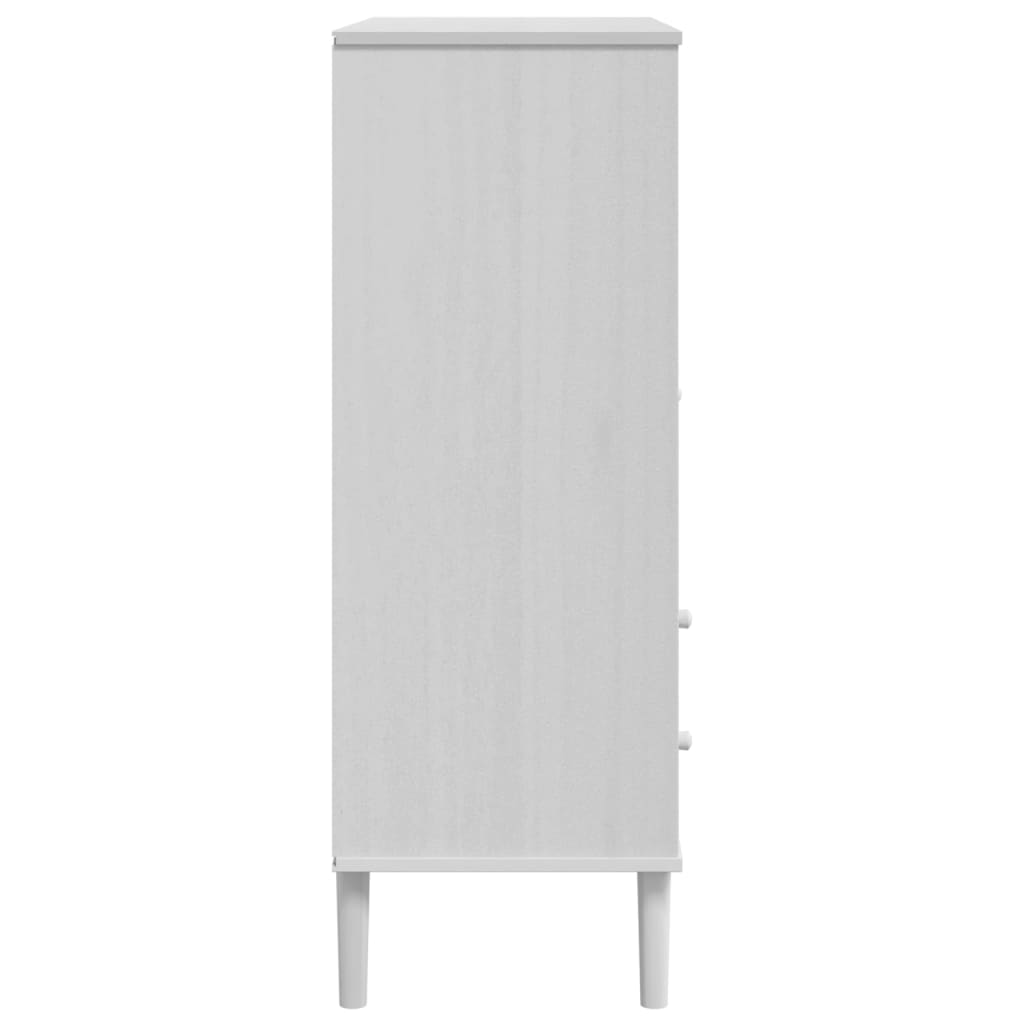 Credenza SENJA Aspetto Rattan Bianco 90x40x112cm Massello Pino