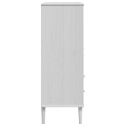 Credenza SENJA Aspetto Rattan Bianco 90x40x112cm Massello Pino