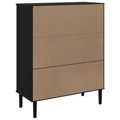 Credenza SENJA Aspetto Rattan Nero 90x40x112 cm Massello Pino - homemem39