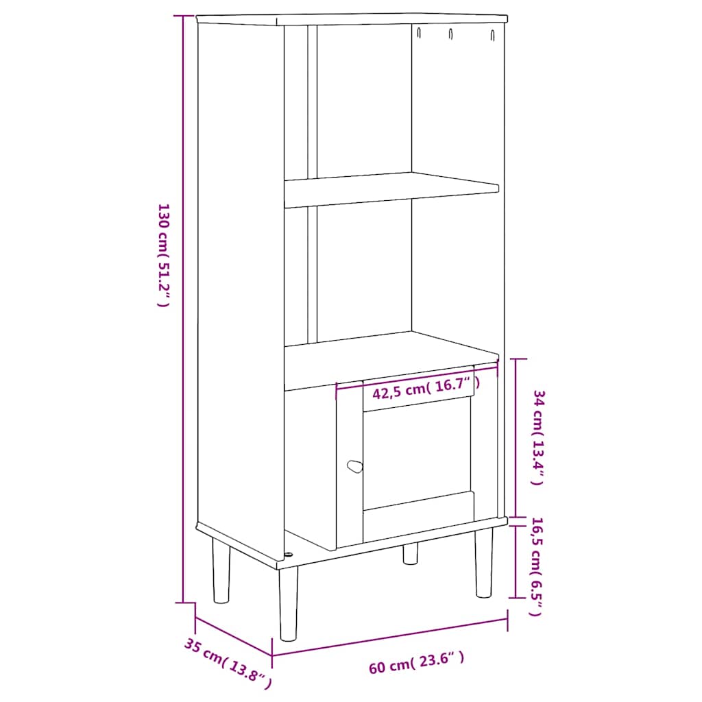 Credenza SENJA Aspetto Rattan Marrone 60x35x130 cm Legno Pino | homemem39