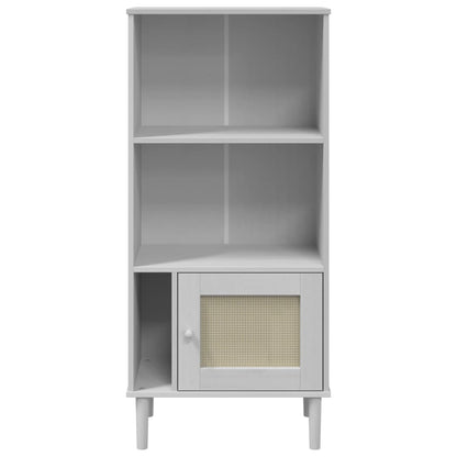 Credenza SENJA Aspetto Rattan Bianco 60x35x130 cm Massello Pino