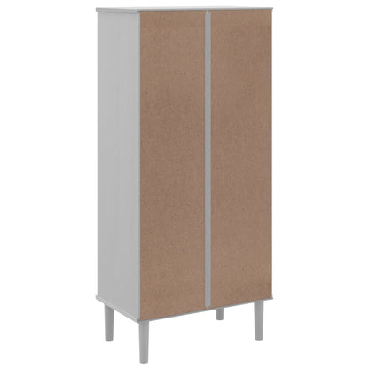 Credenza SENJA Aspetto Rattan Bianco 60x35x130 cm Massello Pino