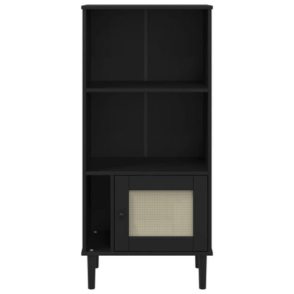 Credenza SENJA Aspetto Rattan Nera 60x35x130 cm Legno Pino | homemem39