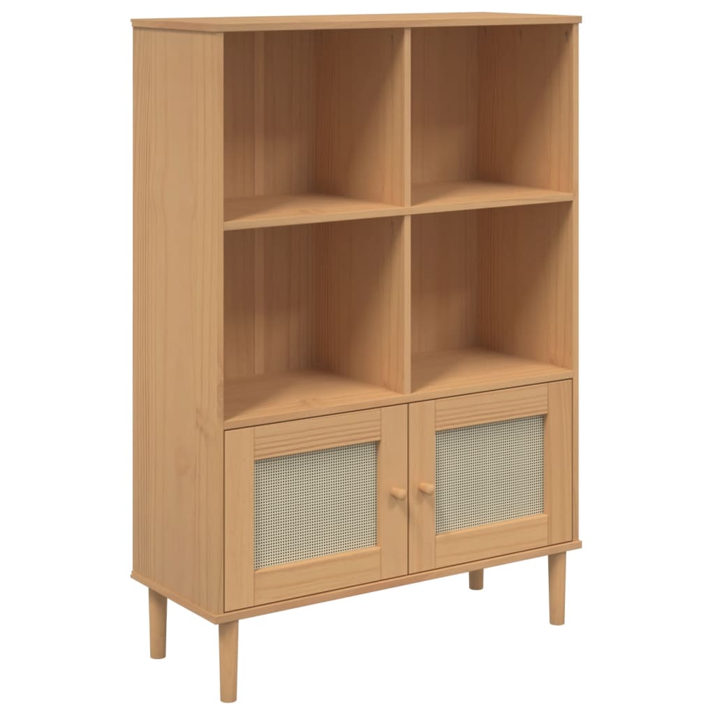 Credenza SENJA Aspetto Rattan Marrone 90x35x130 cm Legno Pino | homemem39