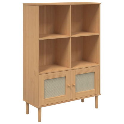 Credenza SENJA Aspetto Rattan Marrone 90x35x130 cm Legno Pino | homemem39