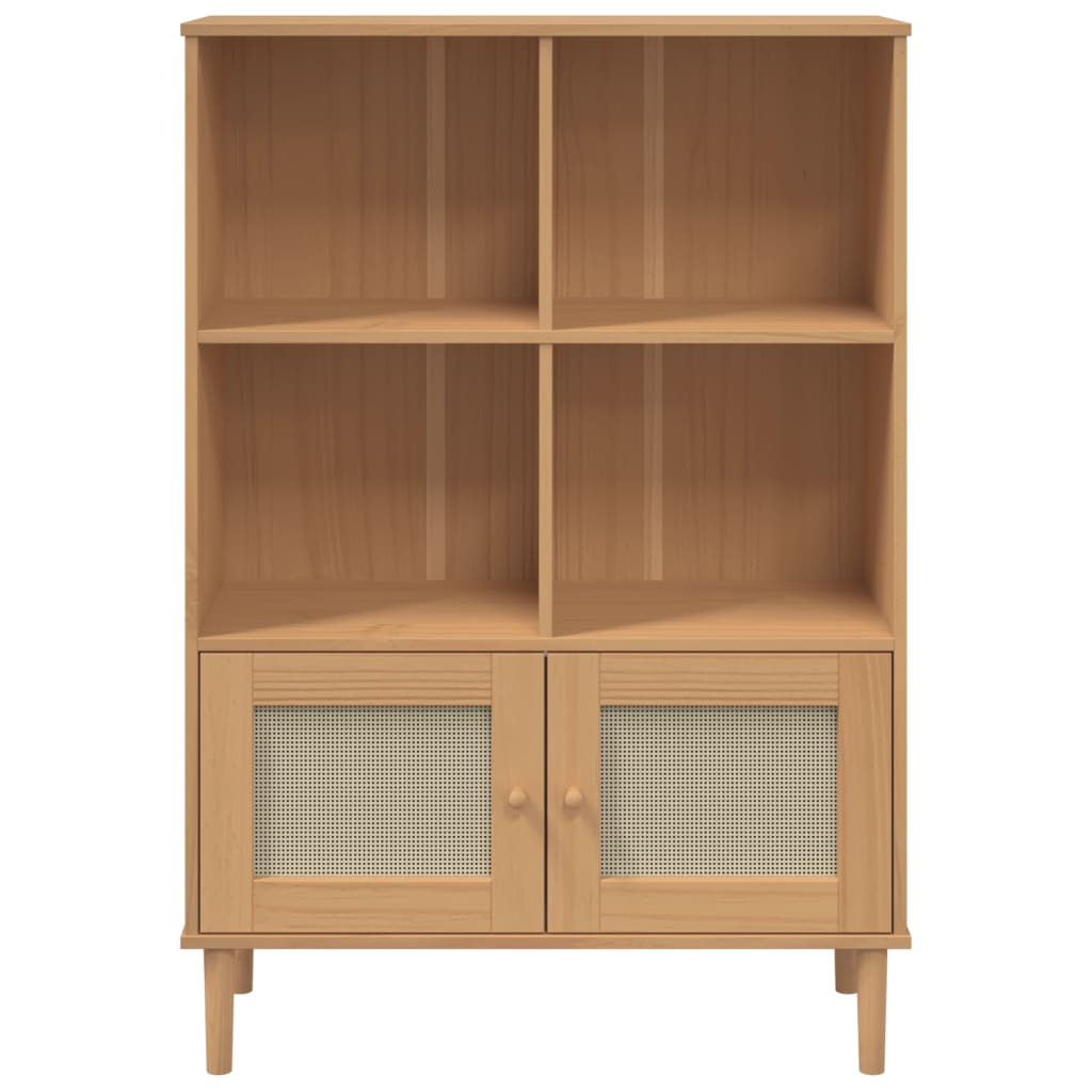 Credenza SENJA Aspetto Rattan Marrone 90x35x130 cm Legno Pino