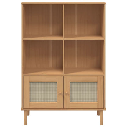 Credenza SENJA Aspetto Rattan Marrone 90x35x130 cm Legno Pino