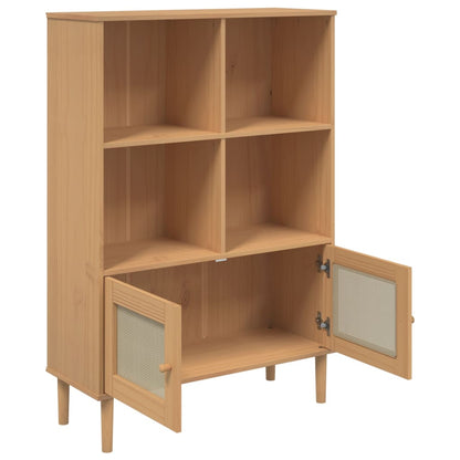 Credenza SENJA Aspetto Rattan Marrone 90x35x130 cm Legno Pino | homemem39