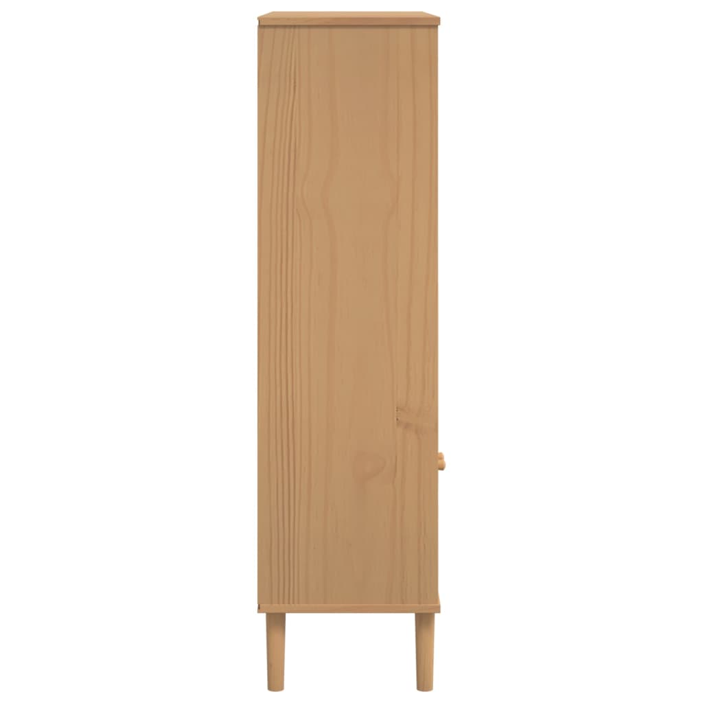 Credenza SENJA Aspetto Rattan Marrone 90x35x130 cm Legno Pino | homemem39