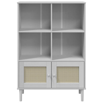 Credenza SENJA Aspetto Rattan Bianco 90x35x130 cm Massello Pino | homemem39