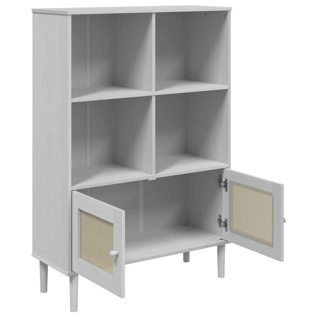 Credenza SENJA Aspetto Rattan Bianco 90x35x130 cm Massello Pino | homemem39