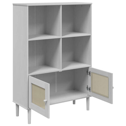 Credenza SENJA Aspetto Rattan Bianco 90x35x130 cm Massello Pino | homemem39