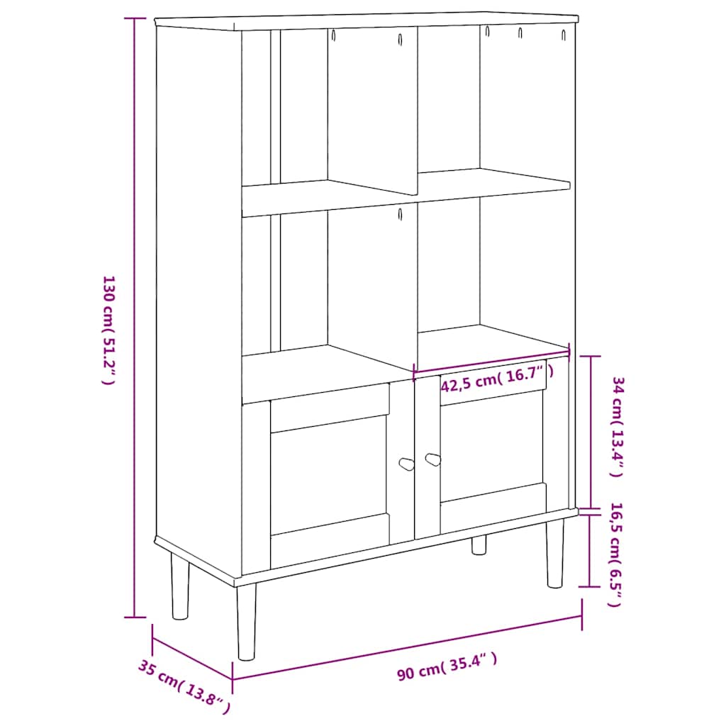 Credenza SENJA Aspetto Rattan Bianco 90x35x130 cm Massello Pino | homemem39