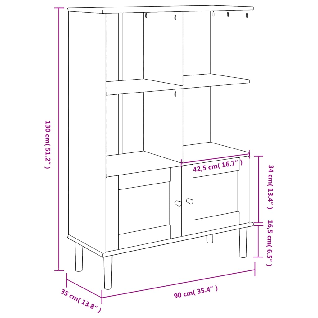 Credenza SENJA Aspetto Rattan Nero 90x35x130 cm Legno Pino