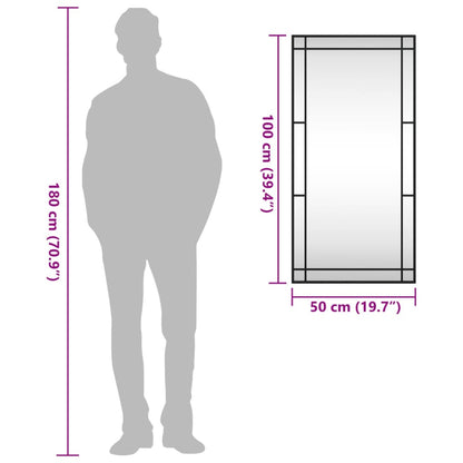 Specchio da Parete Nero 50x100 cm Rettangolare in Ferro | homemem39