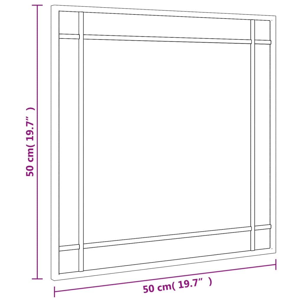 Specchio da Parete Nero 50x50 cm Quadrato in Ferro | homemem39