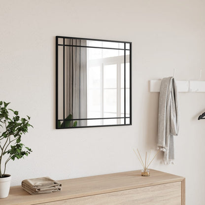 Specchio da Parete Nero 50x50 cm Quadrato in Ferro | homemem39