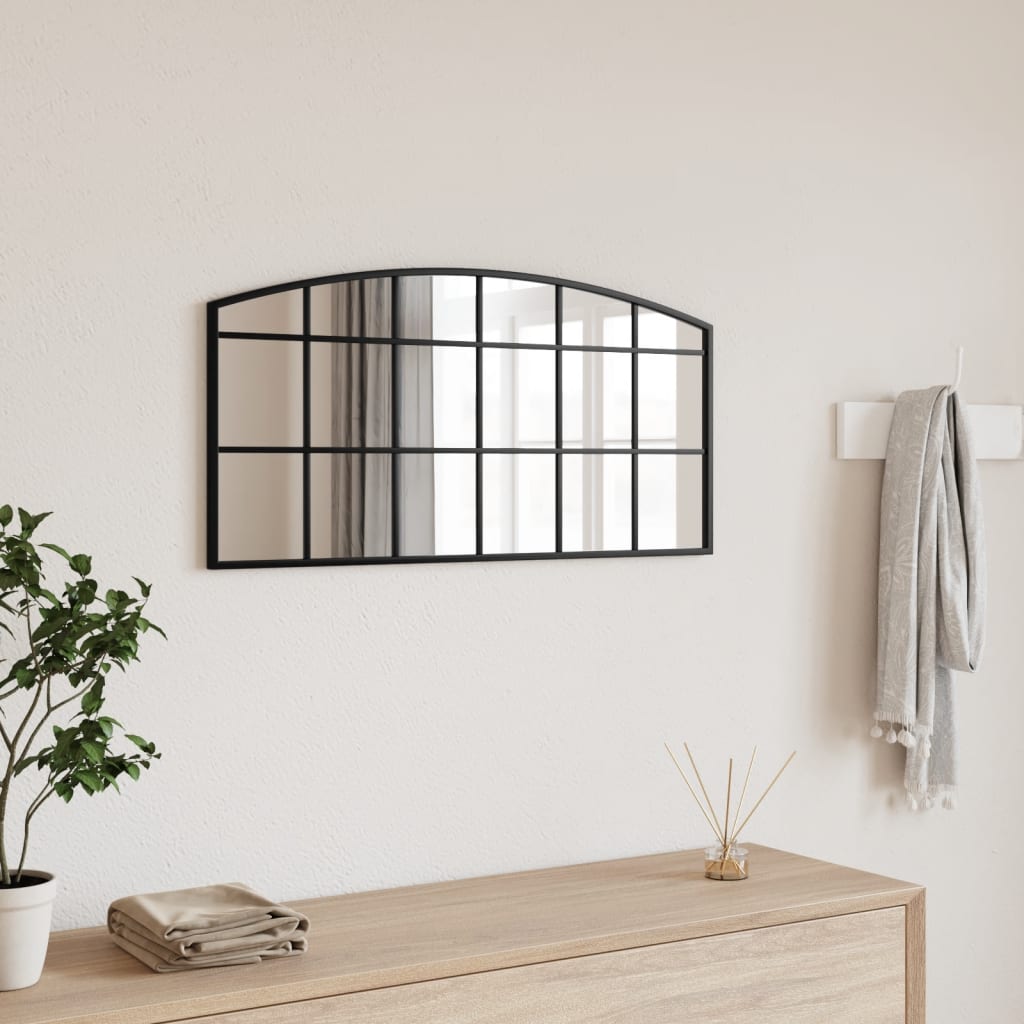 Specchio da Parete Nero 80x40 cm Arco in Ferro | homemem39