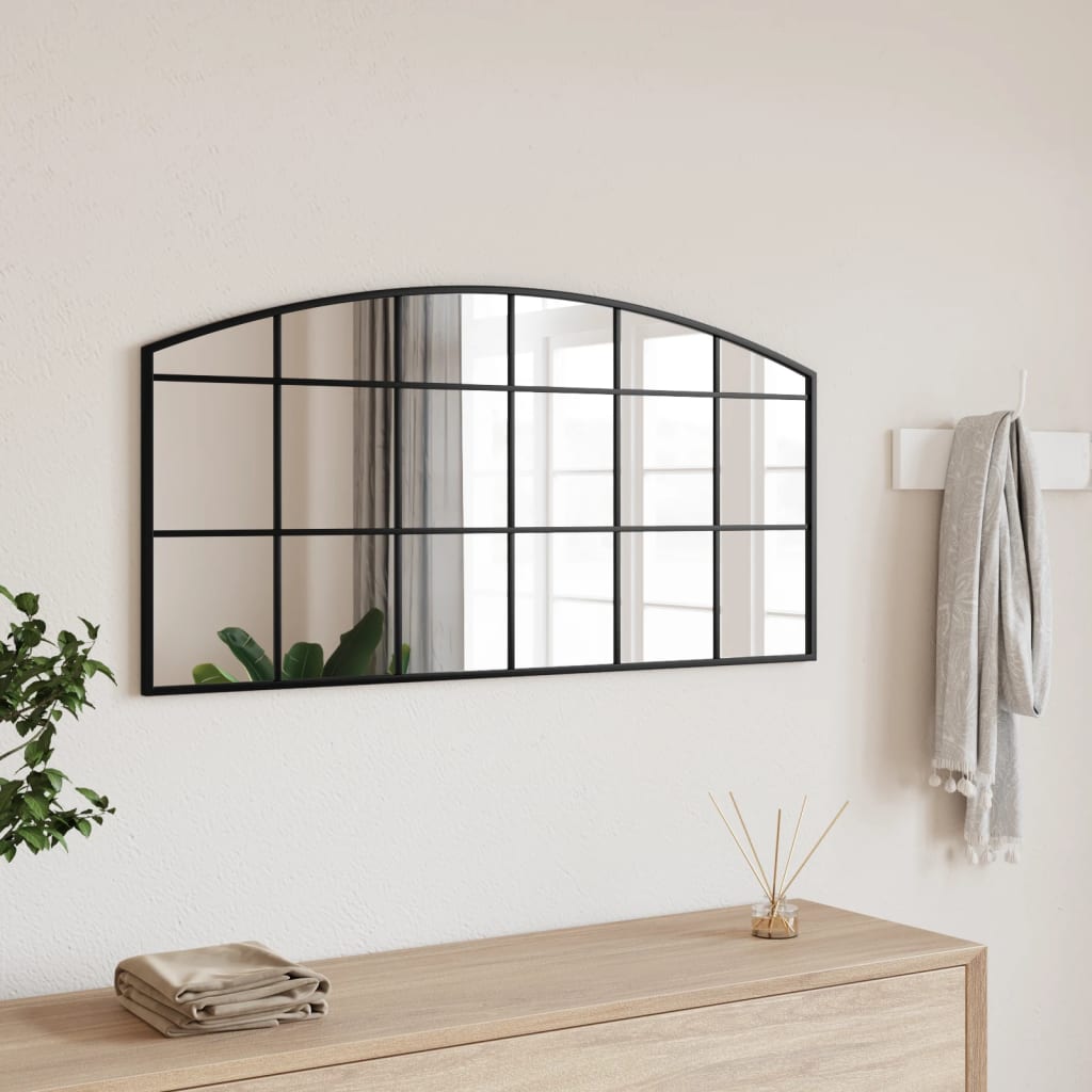 Specchio da Parete Nero 100x50 cm Arco in Ferro | homemem39