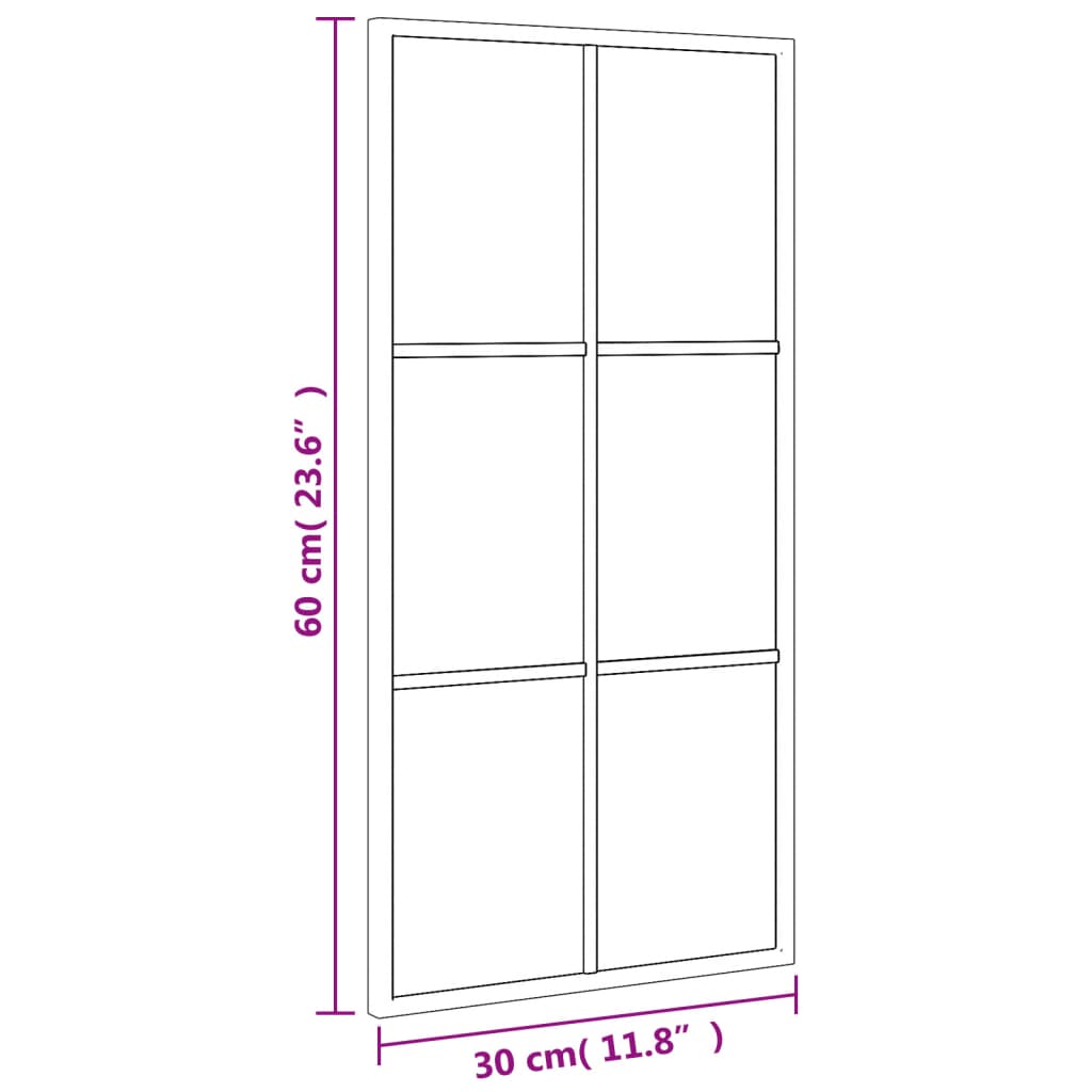 Specchio da Parete Nero 30x60 cm Rettangolare in Ferro | homemem39