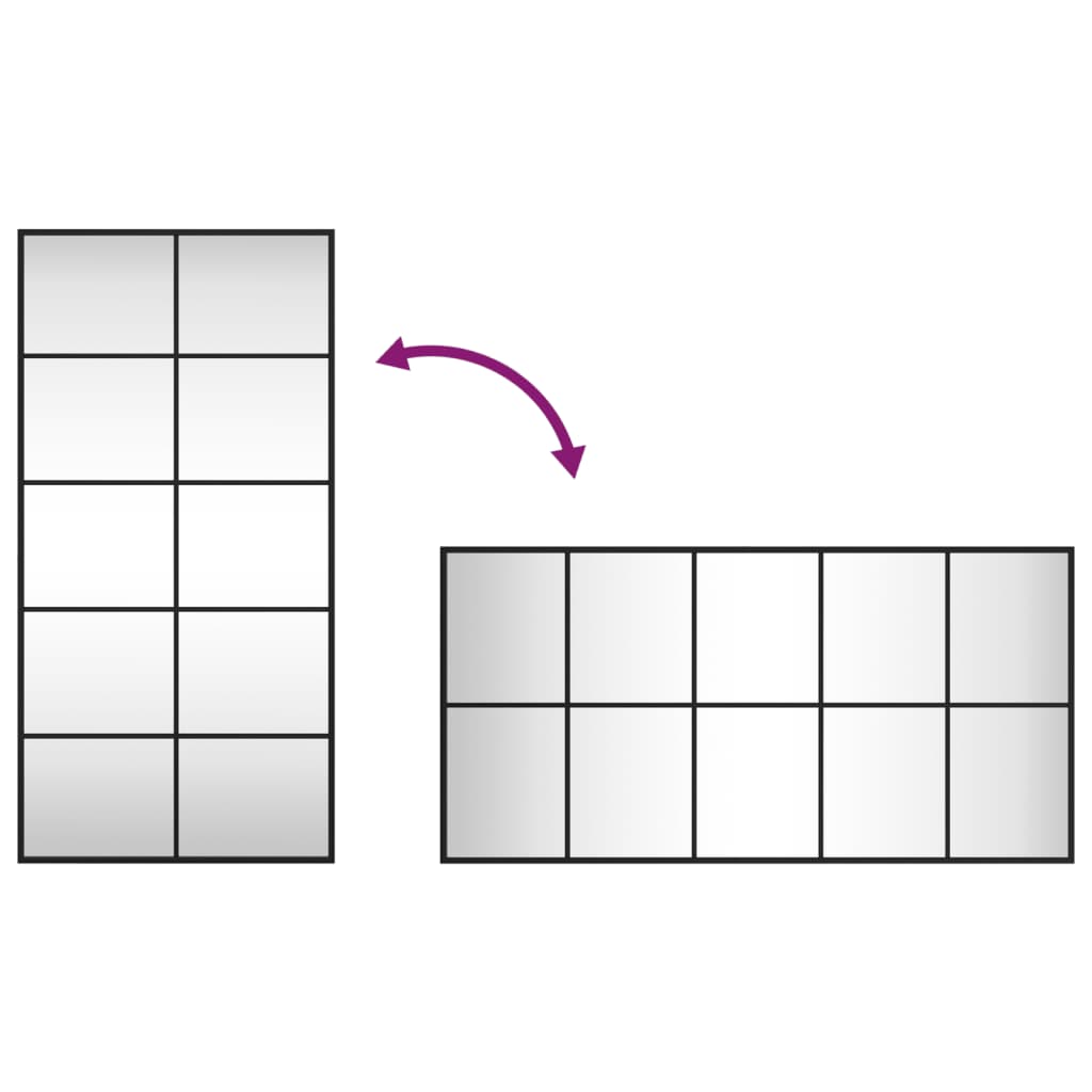 Specchio da Parete Nero 50x100 cm Rettangolare in Ferro - homemem39