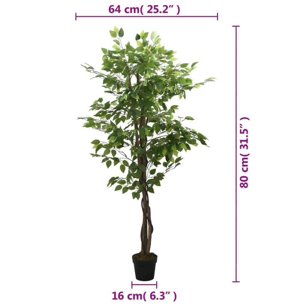 Albero di Ficus Artificiale 378 Foglie 80 cm Verde | homemem39